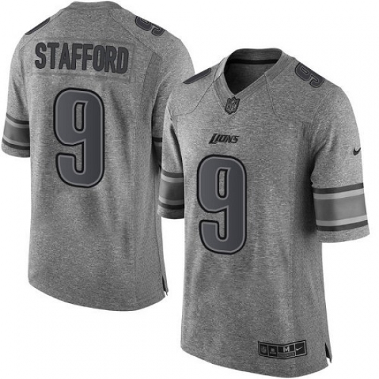 Men's Nike Detroit Lions #9 Matthew Stafford Limited Gray Gridiron NFL Jersey - Ujersey