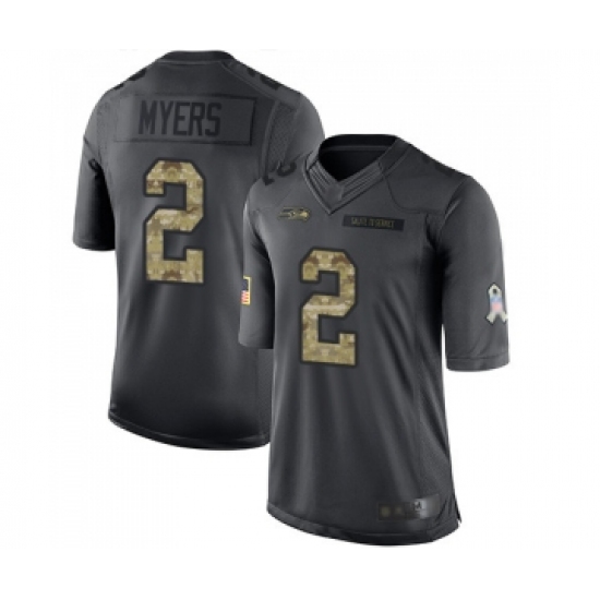 Youth Seattle Seahawks #2 Jason Myers Limited Black 2016 Salute to Service Football Jersey - Ujersey
