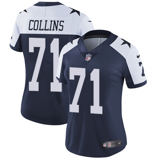 Women's Nike Dallas Cowboys #71 La'el Collins Navy Blue Throwback Alternate Vapor Untouchable Limited Player NFL Jersey - Ujersey