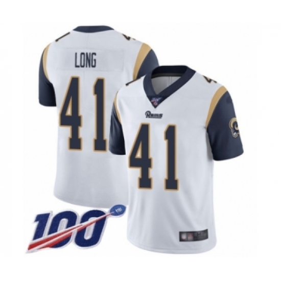 Men's Los Angeles Rams #41 David Long White Vapor Untouchable Limited Player 100th Season Football Jersey - Ujersey