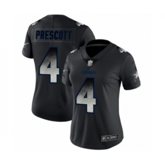 Women's Dallas Cowboys #4 Dak Prescott Black Smoke Fashion Limited Football Jersey - Ujersey