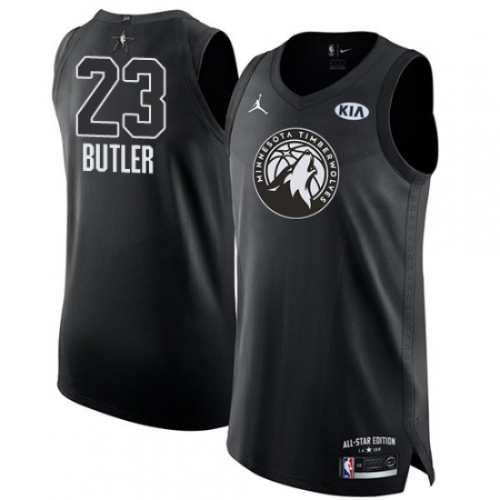 Men's Nike Jordan Minnesota Timberwolves #23 Jimmy Butler Authentic Black 2018 All-Star Game NBA Jersey - Ujersey
