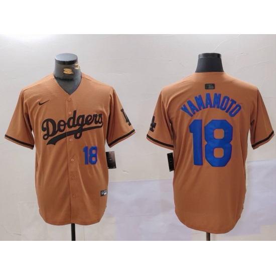 Men's Los Angeles Dodgers #18 Yoshinobu Yamamoto Number Olive Cool Base Limited Stitched Jerseys - Ujersey