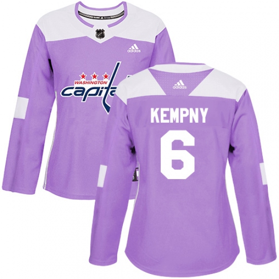 Women's Adidas Washington Capitals #6 Michal Kempny Authentic Purple Fights Cancer Practice NHL Jersey - Ujersey