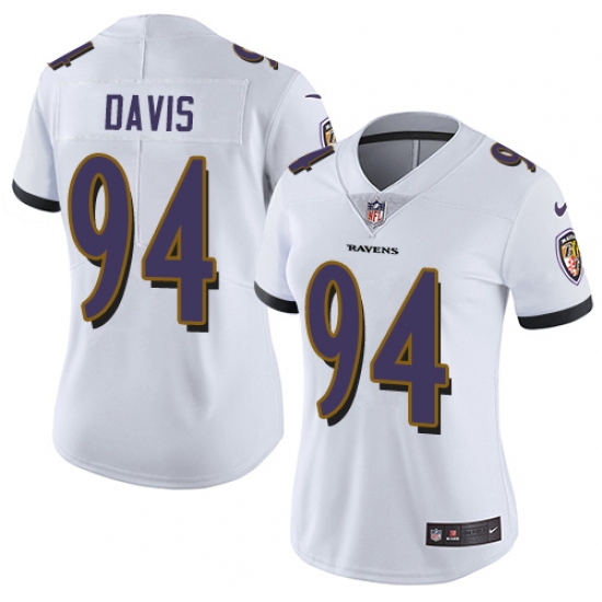 Women's Nike Baltimore Ravens #94 Carl Davis White Vapor Untouchable Limited Player NFL Jersey - Ujersey