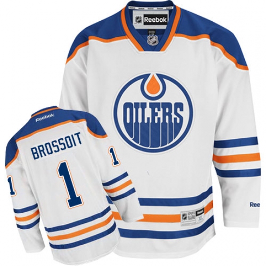 Youth Reebok Edmonton Oilers #1 Laurent Brossoit Authentic White Away NHL Jersey - Ujersey
