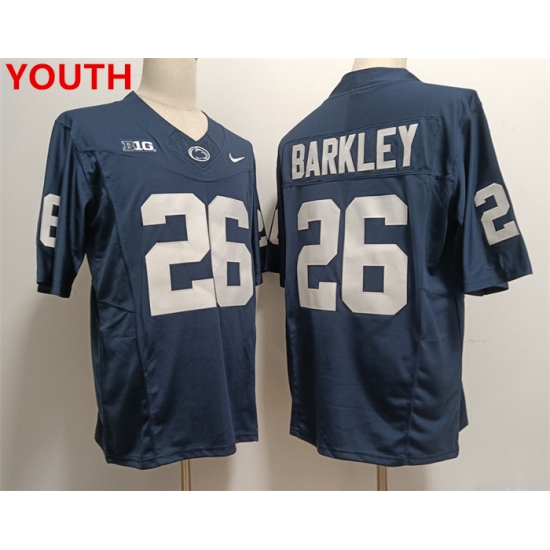 Youth Penn State Nittany Lions #26 Saquon Barkley Navy Stitched Jersey - Ujersey