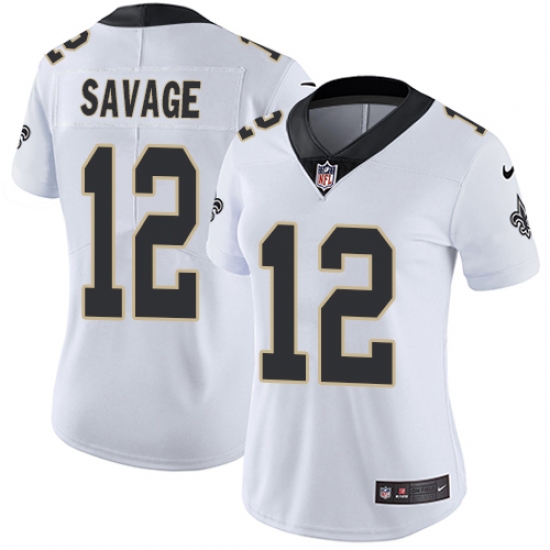 Women's Nike New Orleans Saints #12 Tom Savage White Vapor Untouchable Limited Player NFL Jersey - Ujersey