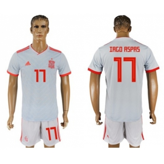Spain #17 Iago Aspas Away Soccer Country Jersey