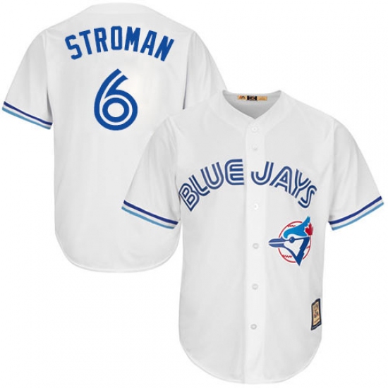 Men's Majestic Toronto Blue Jays #6 Marcus Stroman Replica White Cooperstown MLB Jersey - Ujersey