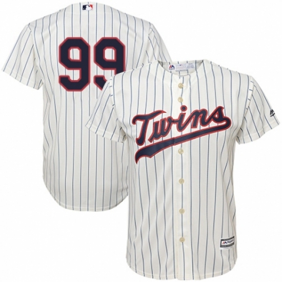 Youth Majestic Minnesota Twins #99 Logan Morrison Replica Cream Alternate Cool Base MLB Jersey - Ujersey