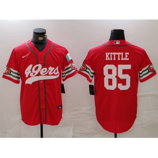 Men's San Francisco 49ers #85 George Kittle Red Mexico Cool Base Stitched Baseball Jersey - Ujersey