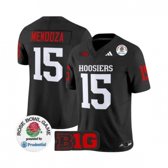 Men's Indiana Hoosiers #15 Fernando Mendoza 2025 F.U.S.E. Rose Bowl Black Stitched Jersey - Ujersey