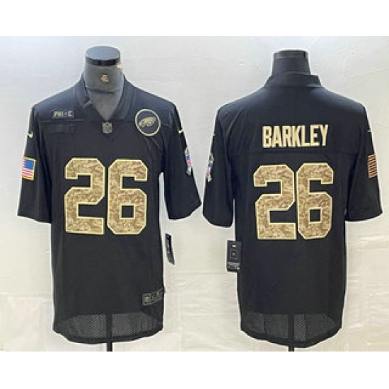 Men's Philadelphia Eagles #26 Saquon Barkley Black Camo 2020 Salute To Service Stitched NFL Nike Limited Jersey - Ujersey