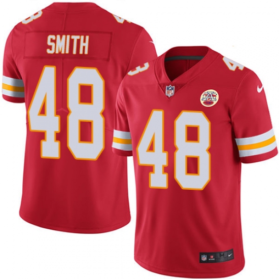 Youth Nike Kansas City Chiefs #48 Terrance Smith Red Team Color Vapor Untouchable Limited Player NFL Jersey - Ujersey