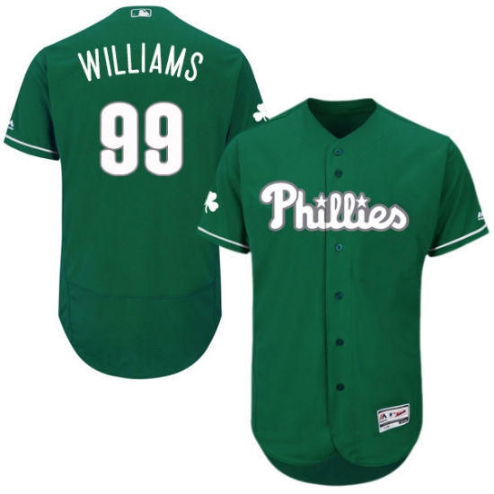 Men's Majestic Philadelphia Phillies #99 Mitch Williams Green Celtic Flexbase Authentic Collection MLB Jersey - Ujersey