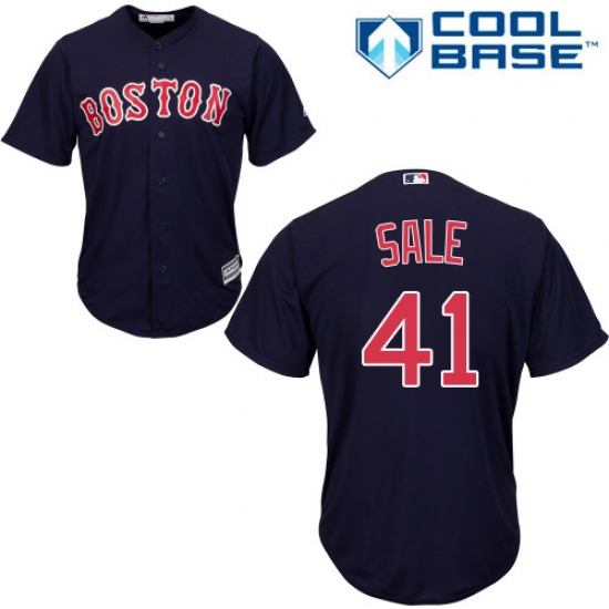 Youth Majestic Boston Red Sox #41 Chris Sale Replica Navy Blue Alternate Road Cool Base MLB Jersey - Ujersey