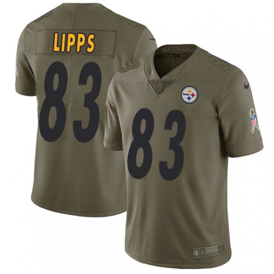 Youth Nike Pittsburgh Steelers #83 Louis Lipps Limited Olive 2017 Salute to Service NFL Jersey - Ujersey