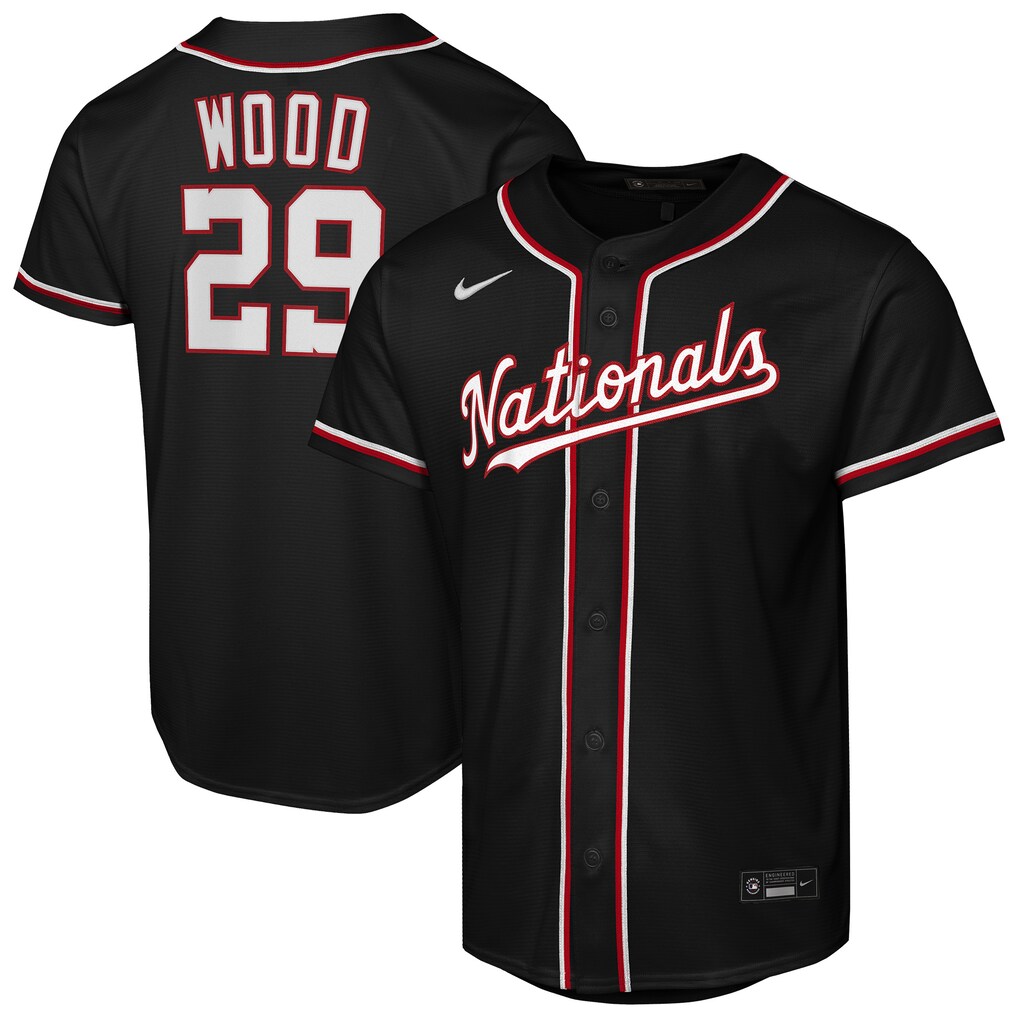 Youth Washington Nationals James Wood Nike Black Fashion Replica Player Jersey - Ujersey
