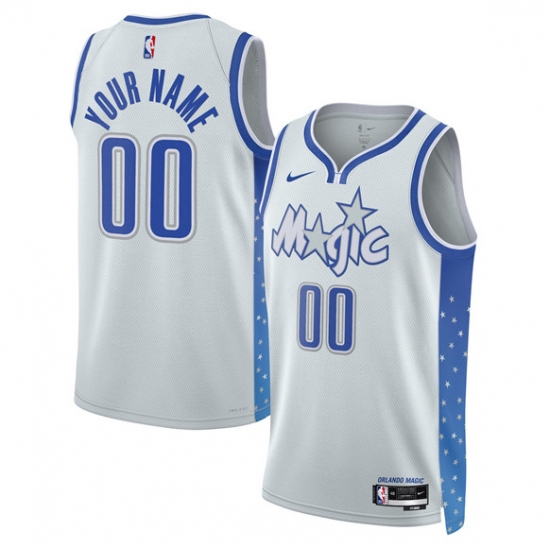 Men's Orlando Magic Active Player Custom Silver 2025-26 City Edition Stitched Basketball Jersey - Ujersey