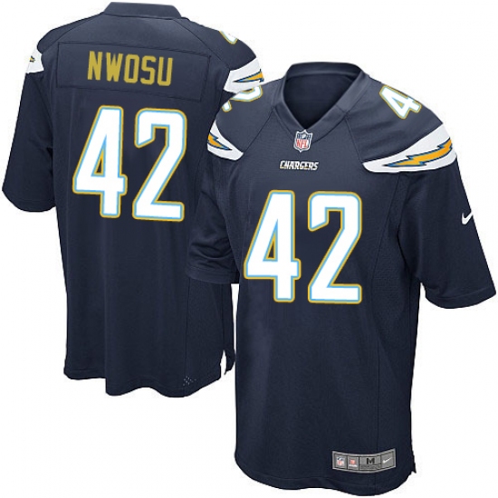 Men's Nike Los Angeles Chargers #42 Uchenna Nwosu Game Navy Blue Team Color NFL Jersey - Ujersey