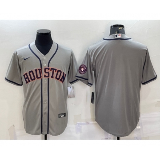 Men's Houston Astros Blank Grey With Patch Stitched MLB Cool Base Nike Jersey - Ujersey