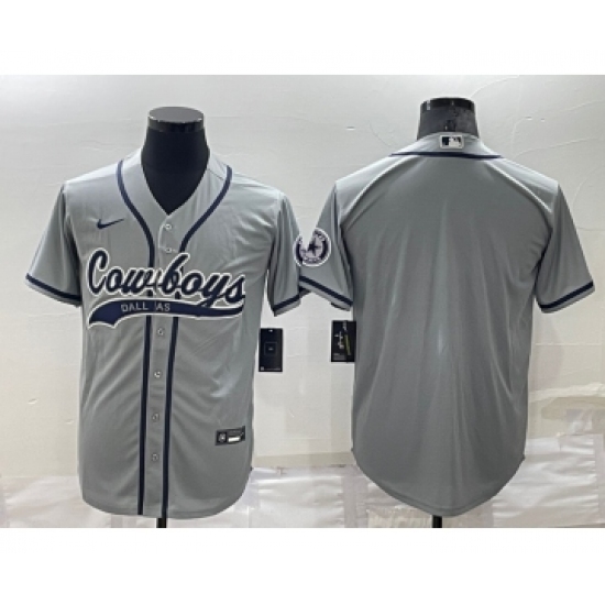Men's Dallas Cowboys Blank Grey Stitched MLB Cool Base Nike Baseball Jersey - Ujersey