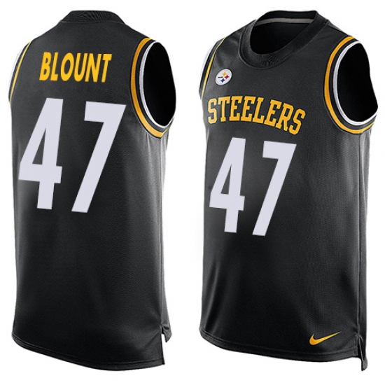 Men's Nike Pittsburgh Steelers #47 Mel Blount Limited Black Player Name & Number Tank Top NFL Jersey - Ujersey