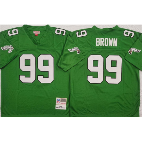 Men's Philadelphia Eagles #99 Jerome Brown Kelly Green Throwback Football Stitched Jersey - Ujersey