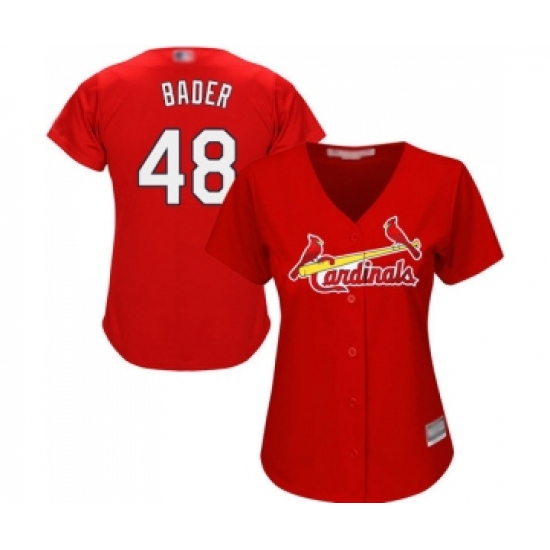 Women's St. Louis Cardinals #48 Harrison Bader Replica Red Alternate Cool Base Baseball Jersey - Ujersey