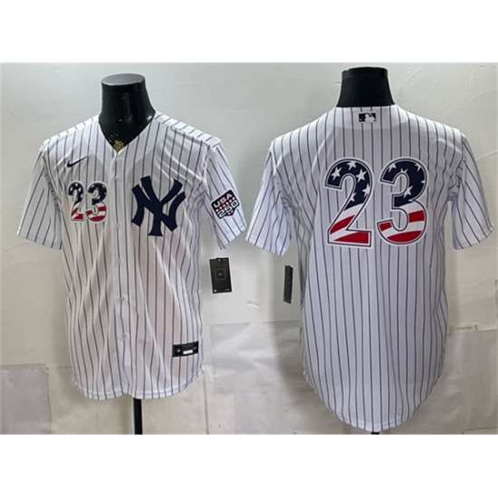 Men's New York Yankees #23 Don Mattingly White 2026 USA 250 Fourth of July Home Stadium Stitched Baseball Jersey