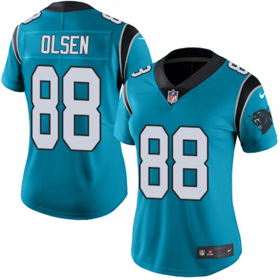 Women's Nike Carolina Panthers #88 Greg Olsen Blue Alternate Vapor Untouchable Limited Player NFL Jersey - Ujersey