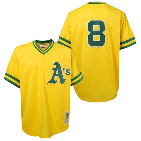 Men's Mitchell and Ness Oakland Athletics #8 Joe Morgan Replica Gold Throwback MLB Jersey - Ujersey