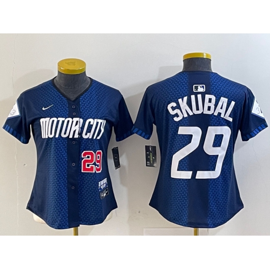 Women's Detroit Tigers #29 Tarik Skubal 2024 Navy City Connect Cool Base Limited Stitched Jerseys - Ujersey