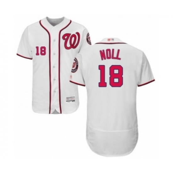 Men's Washington Nationals #18 Jake Noll White Home Flex Base Authentic Collection Baseball Player Jersey - Ujersey