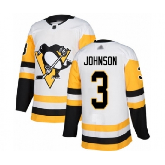 Youth Pittsburgh Penguins #3 Jack Johnson Authentic White Away Hockey Jersey - Ujersey