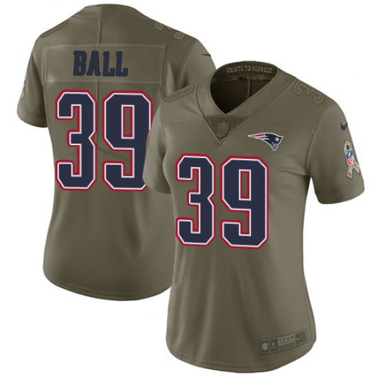 Women's Nike New England Patriots #39 Montee Ball Limited Olive 2017 Salute to Service NFL Jersey - Ujersey