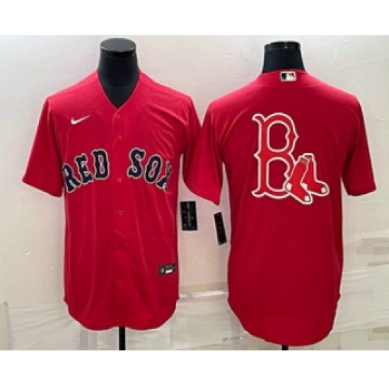 Men's Boston Red Sox Big Logo Red Stitched MLB Cool Base Nike Jersey - Ujersey