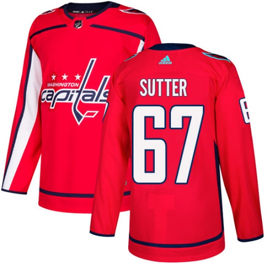 Men's Adidas Washington Capitals #67 Riley Sutter Authentic Red Home NHL Jersey - Ujersey