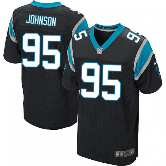 Men's Nike Carolina Panthers #95 Charles Johnson Elite Black Team Color NFL Jersey - Ujersey