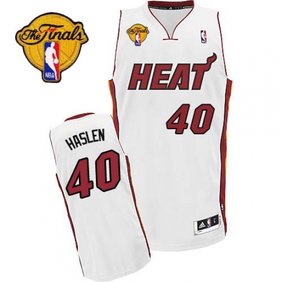 Men's Adidas Miami Heat #40 Udonis Haslem Swingman White Home Finals Patch NBA Jersey - Ujersey