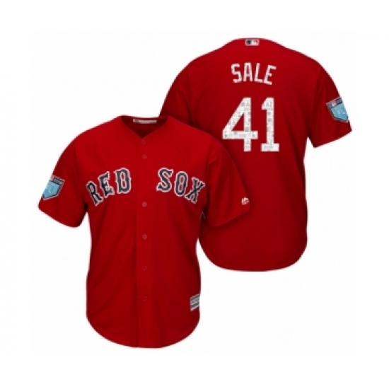 Men's Boston Red Sox #41 Chris Sale Majestic Scarlet 2018 Spring Training Cool Base Jersey - Ujersey
