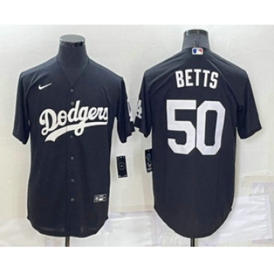 Men's Los Angeles Dodgers #50 Mookie Betts Black Turn Back The Clock Stitched Cool Base Jersey - Ujersey