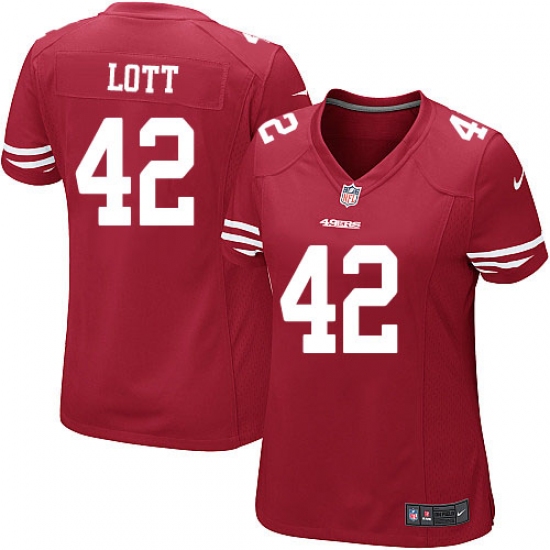 Women's Nike San Francisco 49ers #42 Ronnie Lott Game Red Team Color NFL Jersey - Ujersey