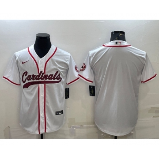 Men's Arizona Cardinals Blank White With Patch Cool Base Stitched Baseball Jersey - Ujersey