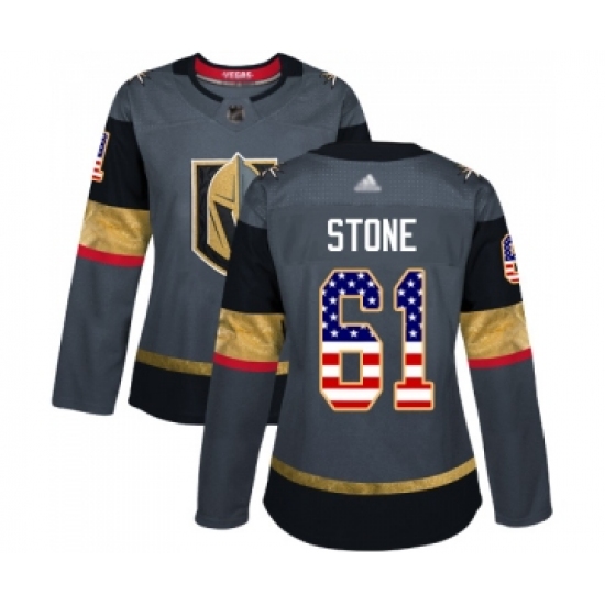 Women's Vegas Golden Knights #61 Mark Stone Authentic Gray USA Flag Fashion Hockey Jersey - Ujersey