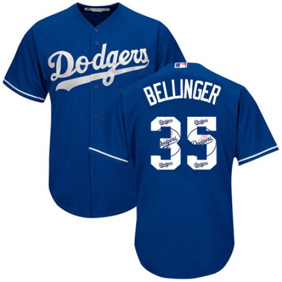 Men's Majestic Los Angeles Dodgers #35 Cody Bellinger Authentic Royal Blue Team Logo Fashion Cool Base MLB Jersey