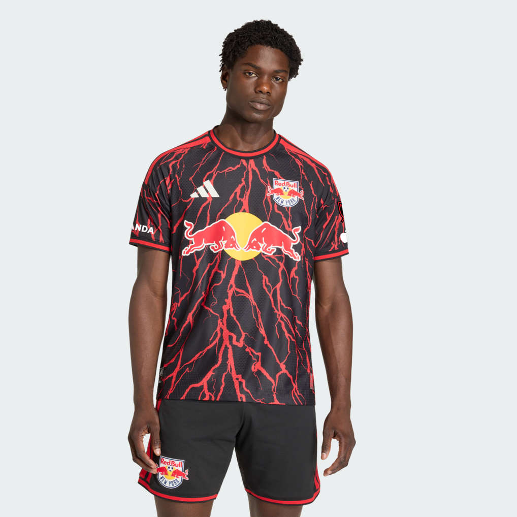 Men's New York Red Bulls adidas Black 2026 The Rooted Kit On-Field Authentic Patch Jersey - Ujersey