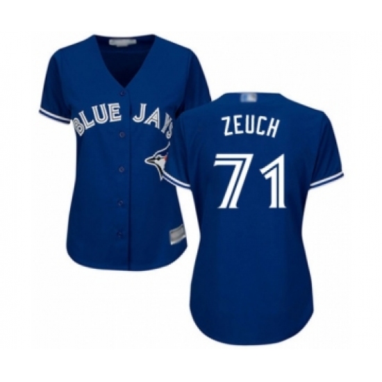 Women's Toronto Blue Jays #71 T.J. Zeuch Authentic Blue Alternate Baseball Player Jersey - Ujersey