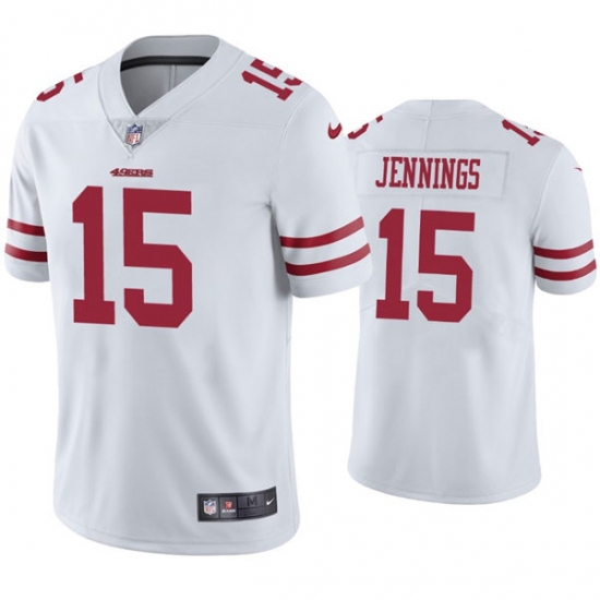 Mens San Francisco 49ers #15 Jauan Jennings Nike White Vapor Limited Player Jersey - Ujersey